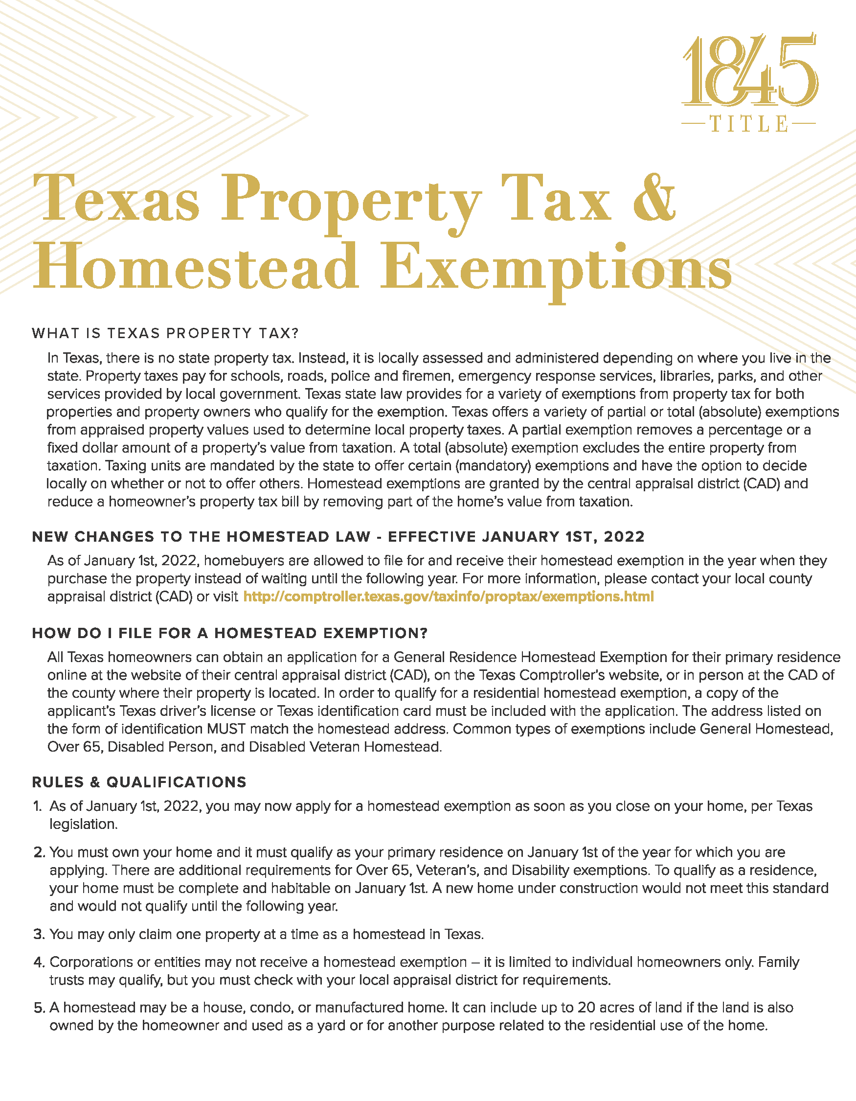 1845 Texas Rates and Coverages Loan Title Policy