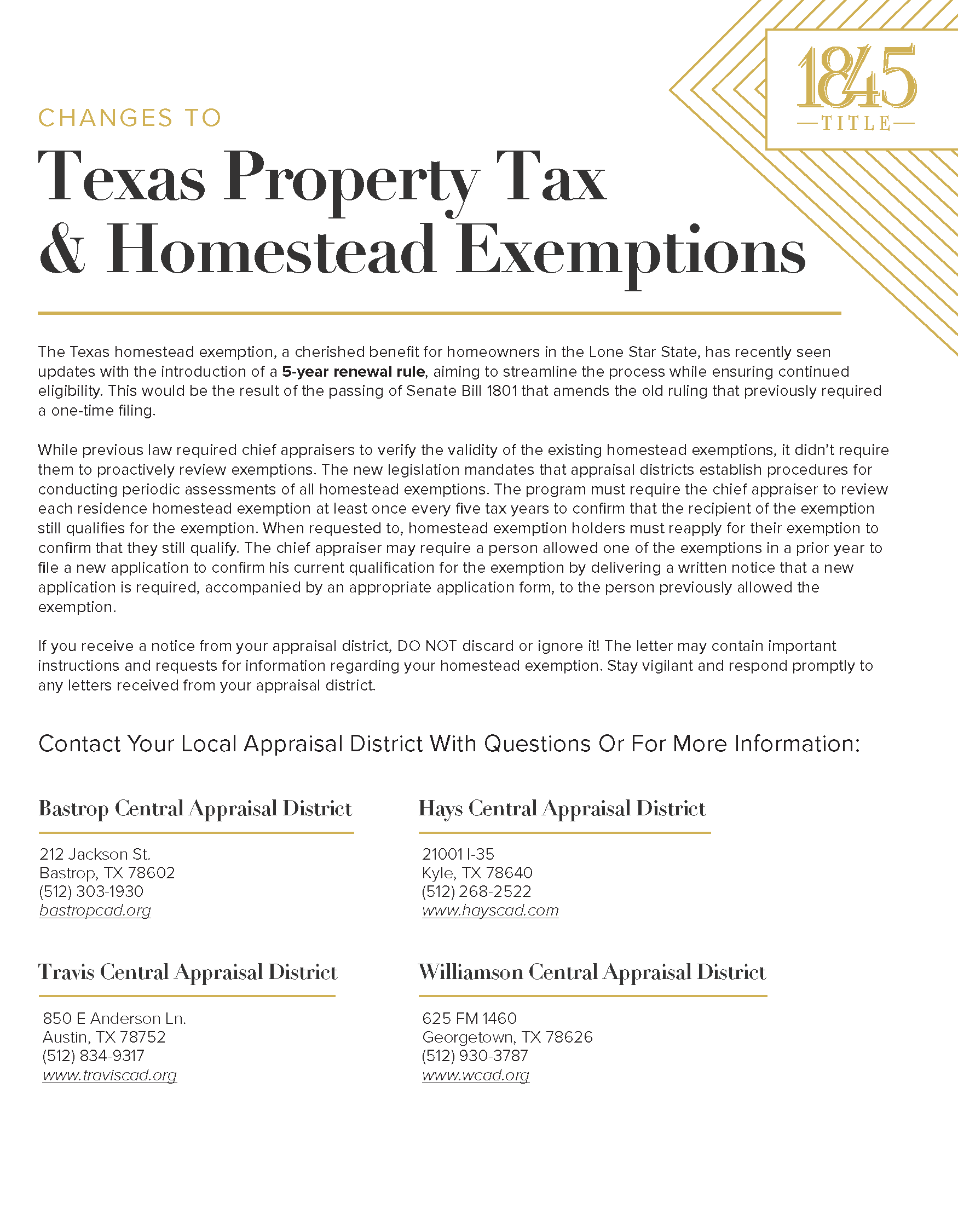 1845 Texas Rates and Coverages Loan Title Policy