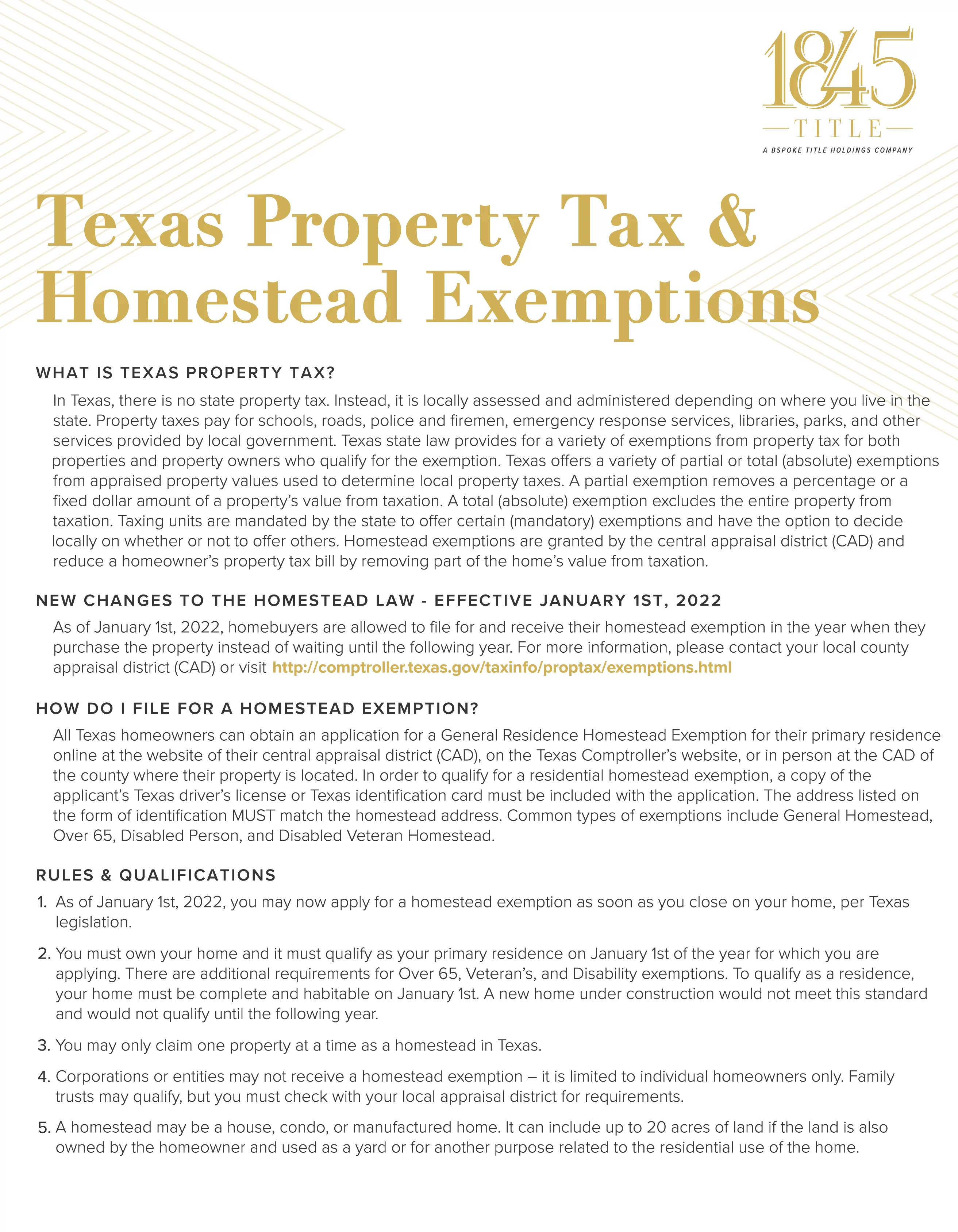 1845 Texas Rates and Coverages Loan Title Policy